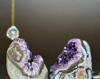 AAA Uruguayan Amethyst Crystal Cluster Set with Agate