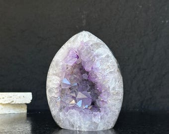 Pink Amethyst Geode Cave: Polished Crystal Decor Piece