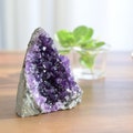 Raw amethyst crystal, amethyst cathedral, geode cluster, perfect for anxiety relief product logo