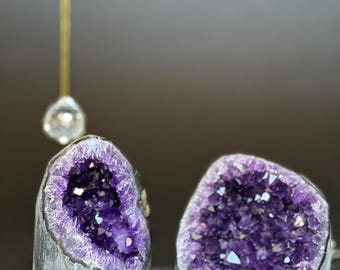 Amethyst clusters with Agate layers, 2 pieces set