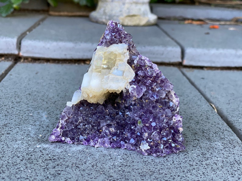 raw purple crystal cluster Strange specimen Amethyst geode