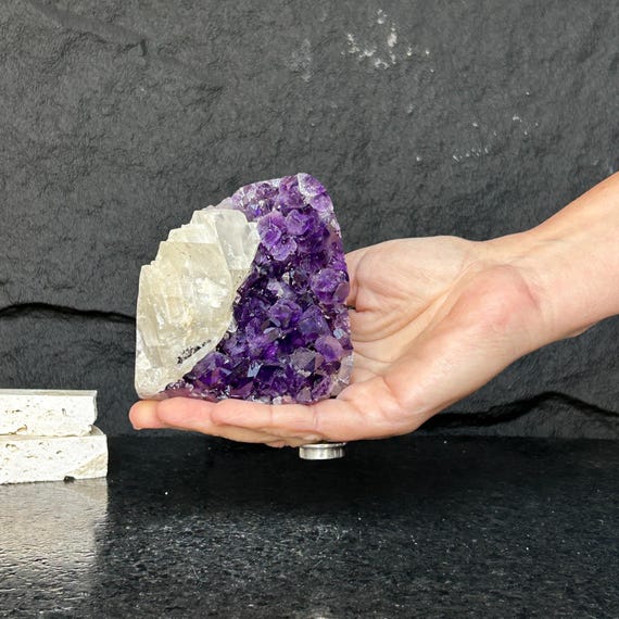 Large Amethyst Geode Unique Raw Dark Huge Crystal Cluster