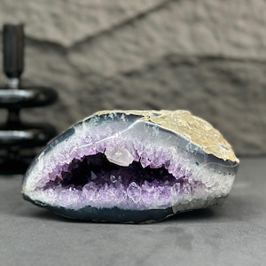 Amethyst Agate Geode Cave: Uruguay Crystal Coffee Table Decor