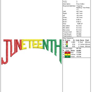 Juneteenth Day Embroidery Design 3 8 Sizes From 3  Etsy