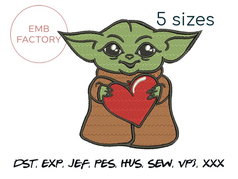 Baby yoda machine embroidery 5 sizes from 30 till 585  etsy