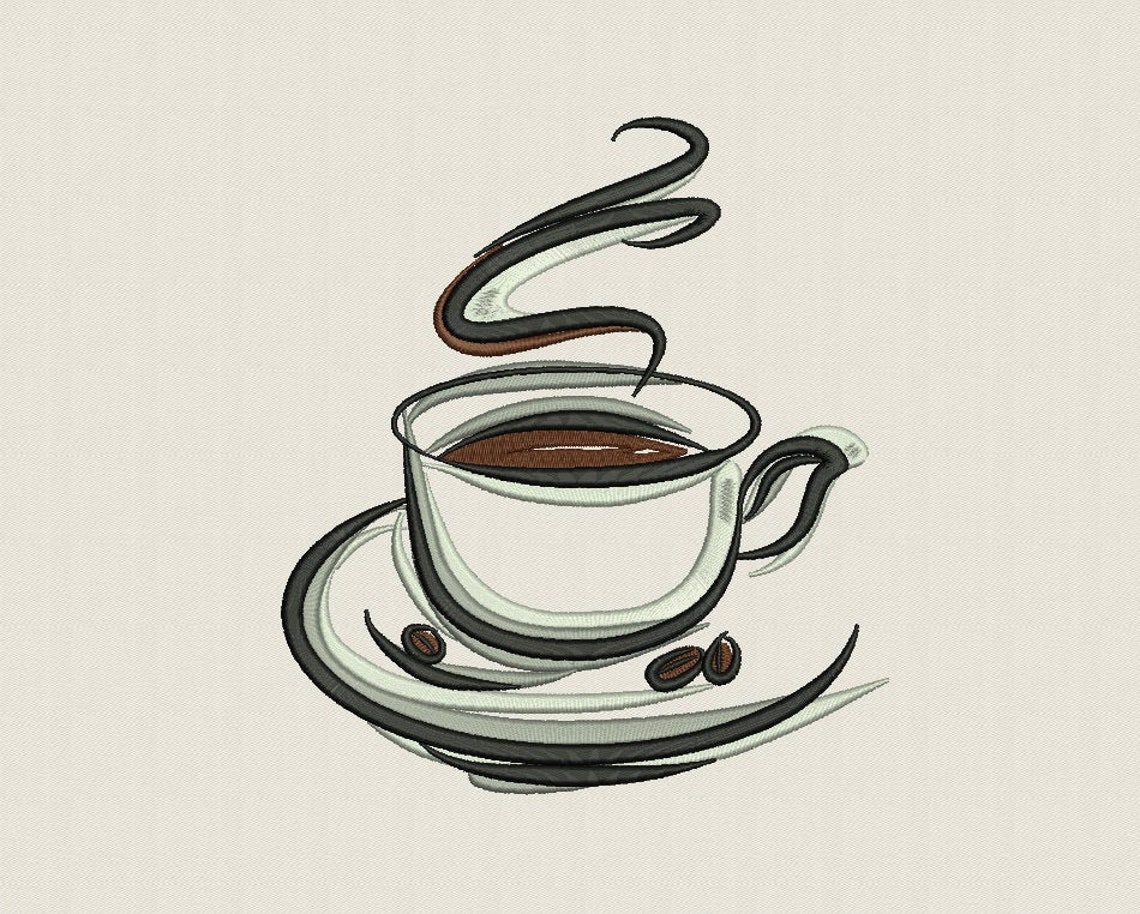 Machine embroidery design coffee coffee cup embroidery  etsy Machine embroidery design coffee coffee cup embroidery  etsy