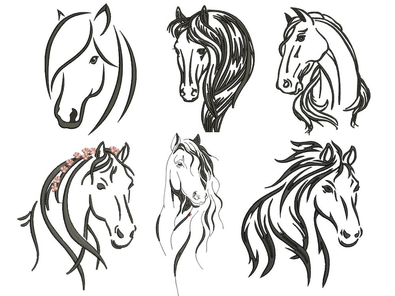Horse embroidery designs 6 designs SAVE 60/% horse machine embroidery designs bundle