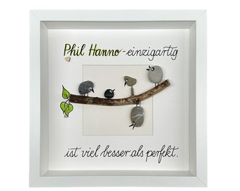 Steinbild Vögel auf Ast, Geschenk zur Jugendweihe, Konfirmation, Kommunion, Abitur