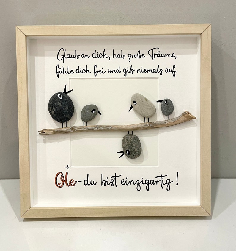 Steinbild, Bild mit Spruch, Steine und Sprüche, Geschenk zur