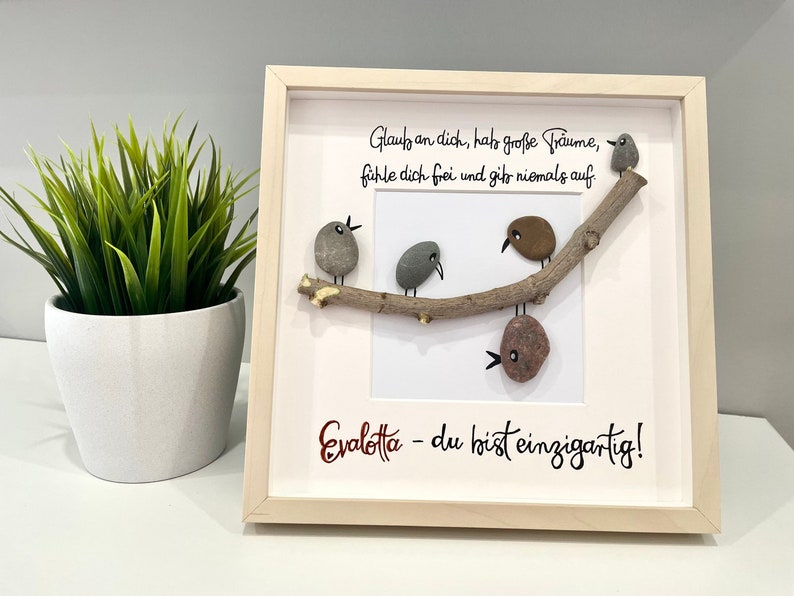 Steinbild, Bild mit Spruch, Steine und Sprüche, Geschenk zur