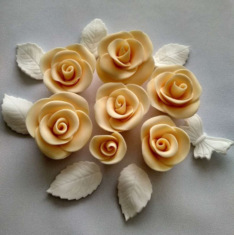 Fondant Flowers Fondant Roses Sugar Flowers Handmade Etsy UK