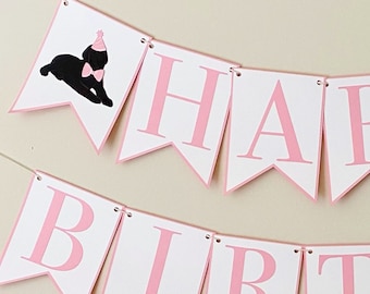 Black Lab Puppy Happy Birthday Banner - Dog Birthday Party Banner, Pink and Blue Birthday Party Decor, Kids Birthday