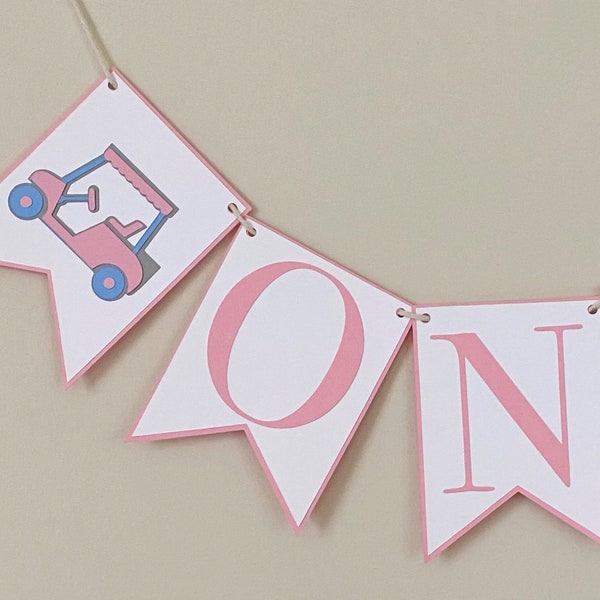 Golf Cart High Chair Banner - Birthday Party Banner, Hole In One Party Decor, First Birthday