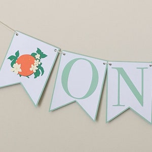 Orange Blossom High Chair Banner - Darling Clementine Birthday Party Banner, Little Cutie First Birthday Party Decor