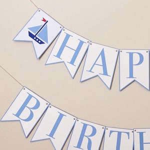 Sailboat Happy Birthday Banner – Nautical Party Decor