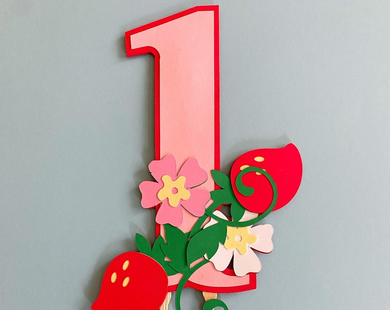 Strawberry Blossom Age Cake Topper One Two Birthday Cake Decorations Berry First Girl Party Berry Sweet