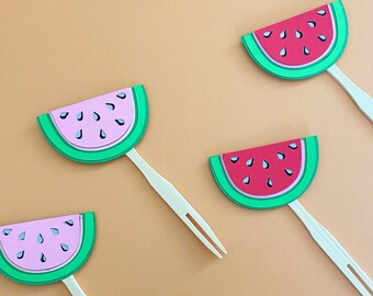 Watermelon Cupcake Toppers - One in a Melon Birthday Party Banner, Twotti Fruitti Party Decor, Baby Shower