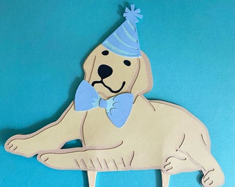 Picture Perfect Puppy Cake Topper - Dog Themed Cake Decor, First Birthday, Preppy Birthday Bash, Baby Showe