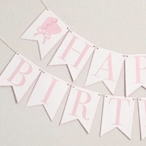 Happy Birthday Bonnet Banner Pink Birthday Party Banner, Bonnet Bash, Southern Belle, Tickled Pink, First Birthday Blush (shown)