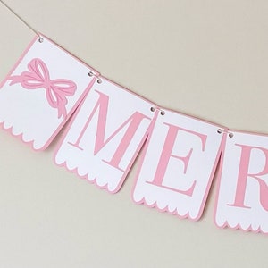 Scalloped "Bow Bash" Custom Name or Phrase Banner - Ribbons and Bows, Girly, Pink Party, Fancy, Shower