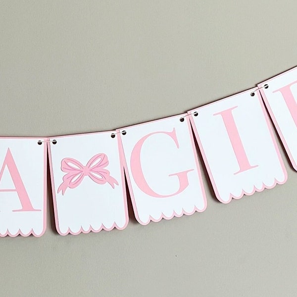 Bow Bash Scalloped - "It's A Girl" Banner - Baby Shower, Gender Reveal