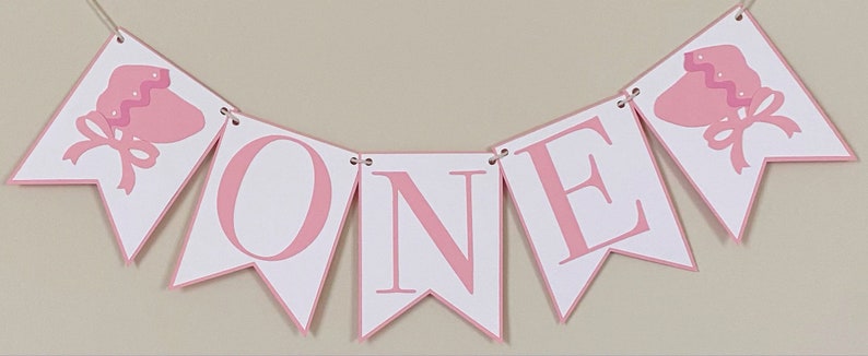 Pink Bonnet High Chair Banner Bonnet Birthday Party, Tickled Pink, Baby's First Birthday, Ribbons and Bows, Southern Belle Light Pink