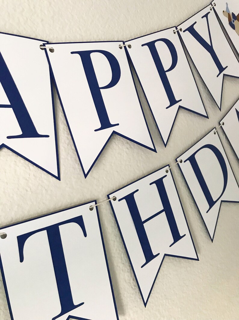 Preppy Puppy Party Happy Birthday Banner Dog Birthday, Boy Birthday Party Decor, First Birthday, Little Gent image 7