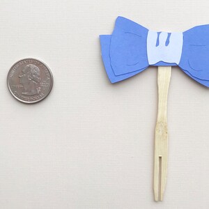 Blue Bow Tie Cupcake Toppers Little Gentleman Birthday, Baby Shower, Blue and White, Little Man Party image 5