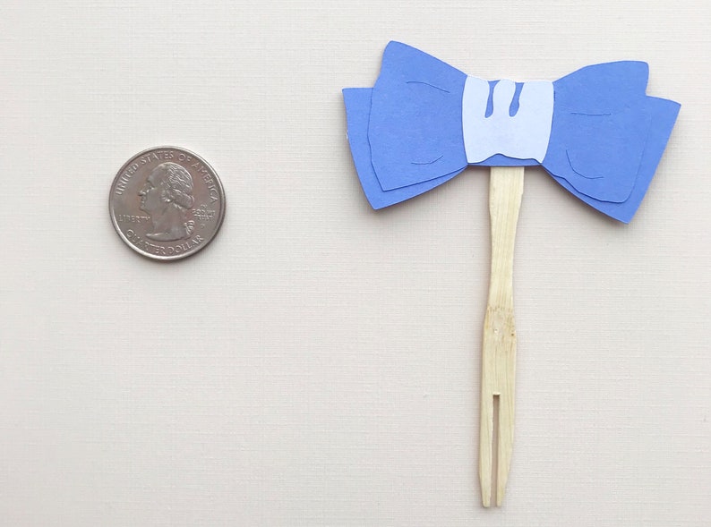 Blue Bow Tie Cupcake Toppers Little Gentleman Birthday, Baby Shower, Blue and White, Little Man Party image 5