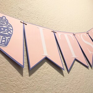 It's A Girl Ginger Jar Banner Pink and Blue, Chinoiserie Chic Baby Shower, Gender Reveal Party image 2