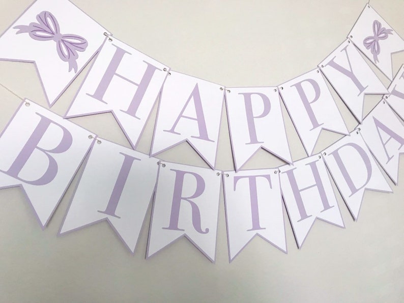 Bow Bash Happy Birthday Banner Birthday Party Banner, Girl Birthday Party Decor, First Birthday, Second Birthday, Pink, Blue image 3