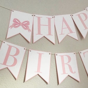 Bow Bash Happy Birthday Banner Birthday Party Banner, Girl Birthday Party Decor, First Birthday, Second Birthday, Pink, Blue image 2