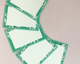 Jade Green & White Chinoiserie Place Cards (Set of 12) - Teal Dinner Party Decor, Chintz, Food Label Cards, Hostess Gift