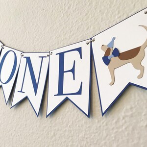 Puppy Party High Chair Banner Birthday Party Banner, Blue and White, Boy Birthday Party Decor, First Birthday, One, Two image 6