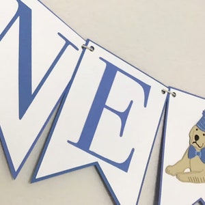 Picture Perfect Pup High Chair Banner Dog Birthday Party Banner, Pink and Blue Birthday Party Decor, First Birthday, One, Two Blue