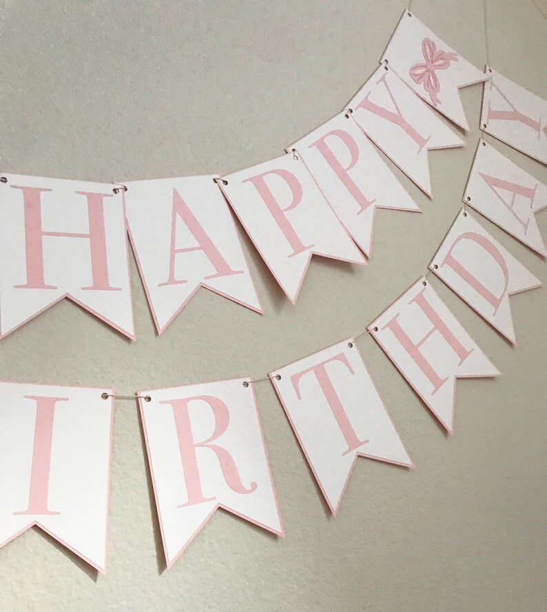 Bow Bash Happy Birthday Banner Birthday Party Banner, Girl Birthday Party Decor, First Birthday, Second Birthday, Pink, Blue image 4