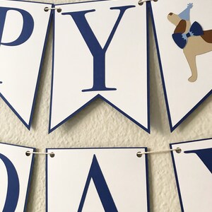 Preppy Puppy Party Happy Birthday Banner Dog Birthday, Boy Birthday Party Decor, First Birthday, Little Gent image 2