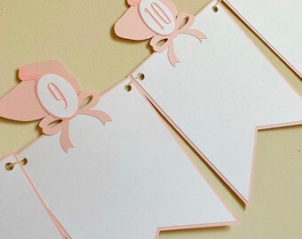Baby's First Birthday Photo Banner, Pink Milestone, Bonnet Bash Theme