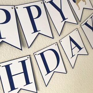 Preppy Puppy Party Happy Birthday Banner Dog Birthday, Boy Birthday Party Decor, First Birthday, Little Gent image 4