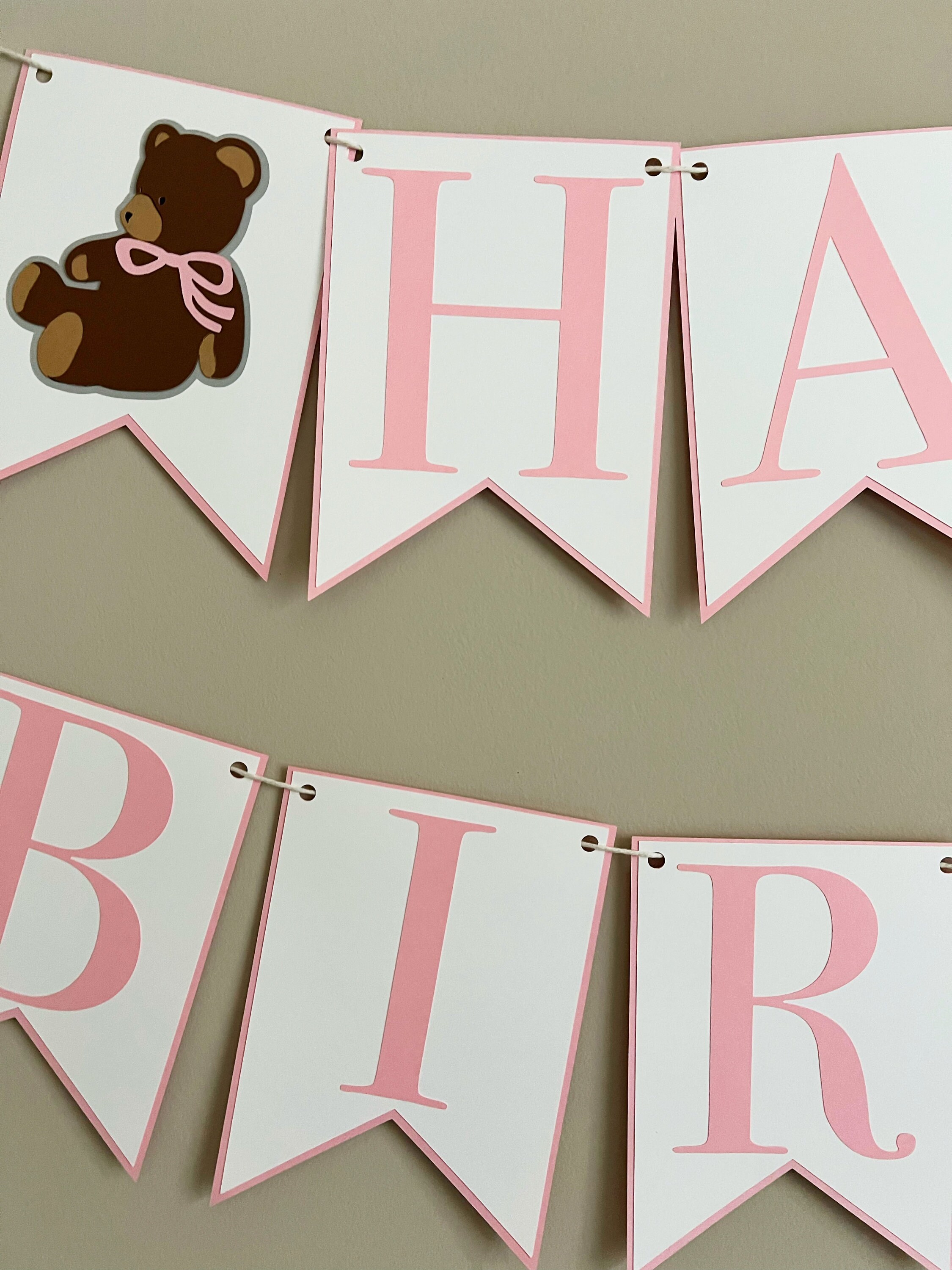 Teddy Bear Happy Birthday Banner - Handmade Party Decor - Etsy