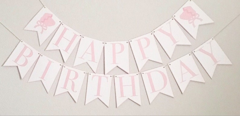 Happy Birthday Bonnet Banner Pink Birthday Party Banner, Bonnet Bash, Southern Belle, Tickled Pink, First Birthday Blush (shown)