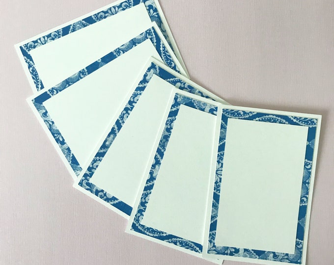 White and Blue Place Cards (Set of 12) - Dinner Party Decor, Floral, Food Label Cards, Hostess Gift