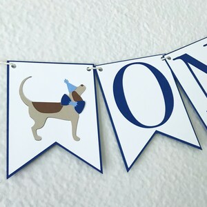 Puppy Party High Chair Banner Birthday Party Banner, Blue and White, Boy Birthday Party Decor, First Birthday, One, Two Bild 7