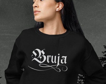 Bruja Witchy Goth Sweatshirt, Edgy Plus Size Alt Aesthetic Clothing