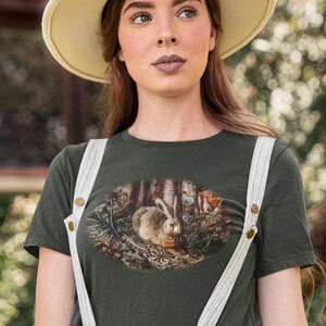 Dark Cottagecore Rabbit Shirt, Plus Size Fairycore Aesthetic Clothing