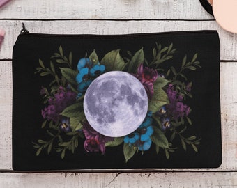 Full Moon Witchy Gift Makeup Bag, Edgy Cottage Witch Tarot Card Bag, Wiccan Makeup Bag Gift
