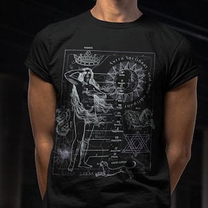 Vintage Astrologie Esoterik okkulte Shirt, ausgefallene übergroße Astronomie ästhetische Kleidung