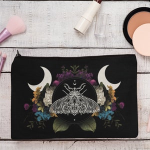 Witchy Gift Moth Makeup Bag, Edgy Cottage Witch Tarot Card Bag, Witchy Purse Organizer Pouch