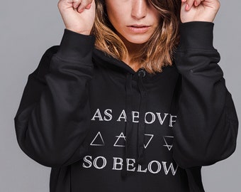 As Above So Below Witchy Occult Hoodie, Edgy Alternative Aesthetic Clothing, Plus Size Goth Sweatshirt