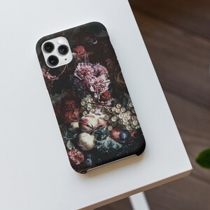 Dark Cottagecore Aesthetic Floral Phone Case, Trendy Cute Vintage Botanical iPhone Galaxy Pixel Gift